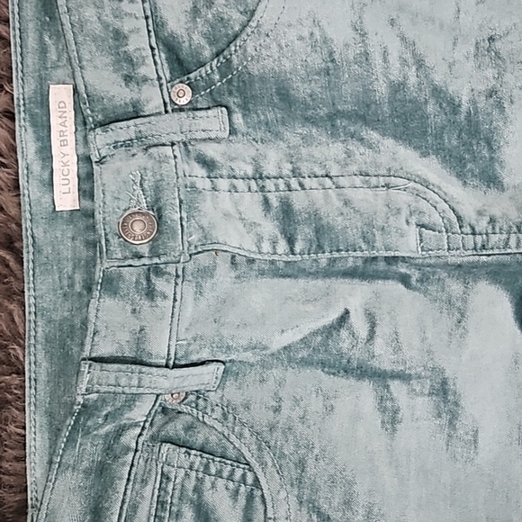 Lucky Brand Green Silk Like Mid Rise Skinny Ava Pants - Picture 2 of 7